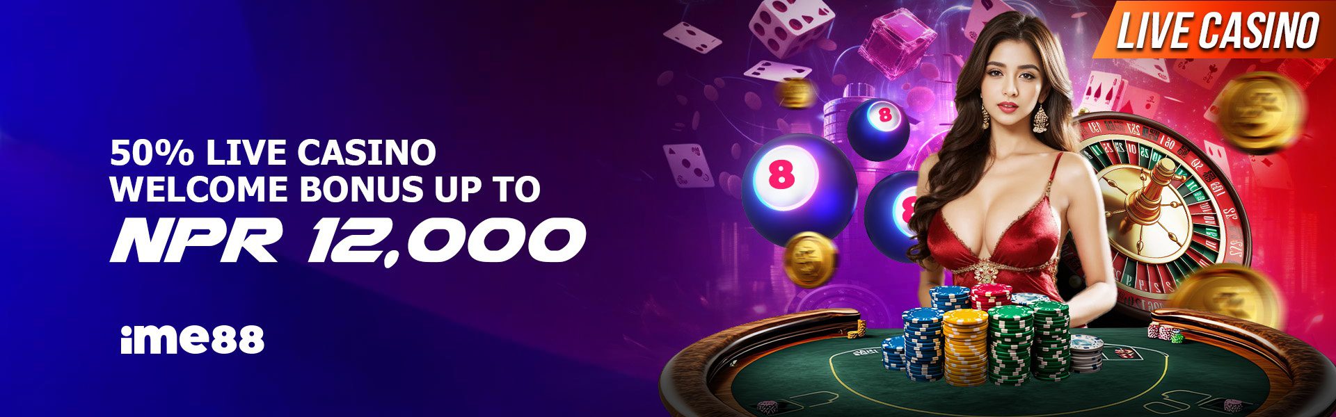 50% LIVE CASINO WELCOME BONUS